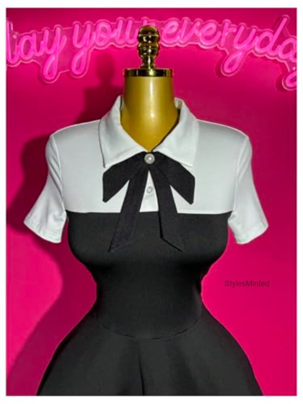 WDIRARA Pearl Tie Ruffle Layered Flowy Preppy A-Line Mini Dress Women's - Picture 4 of 4